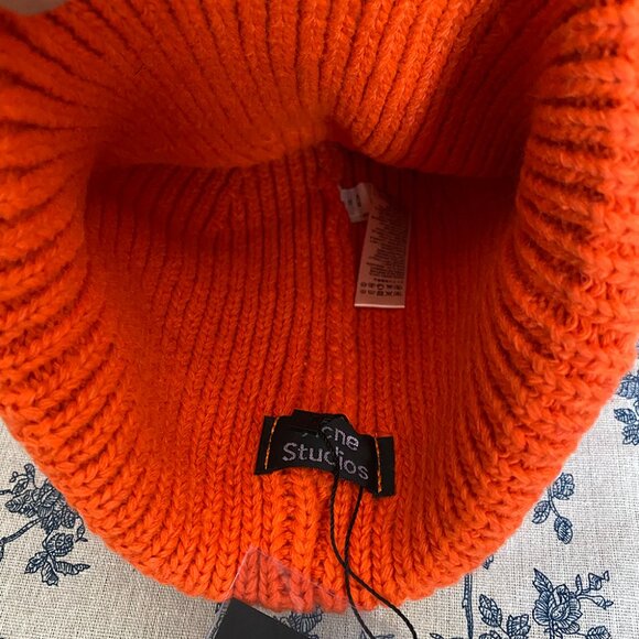 Acne Orange Embroidered Logo Expression Bowler Hat - Picture 5 of 6